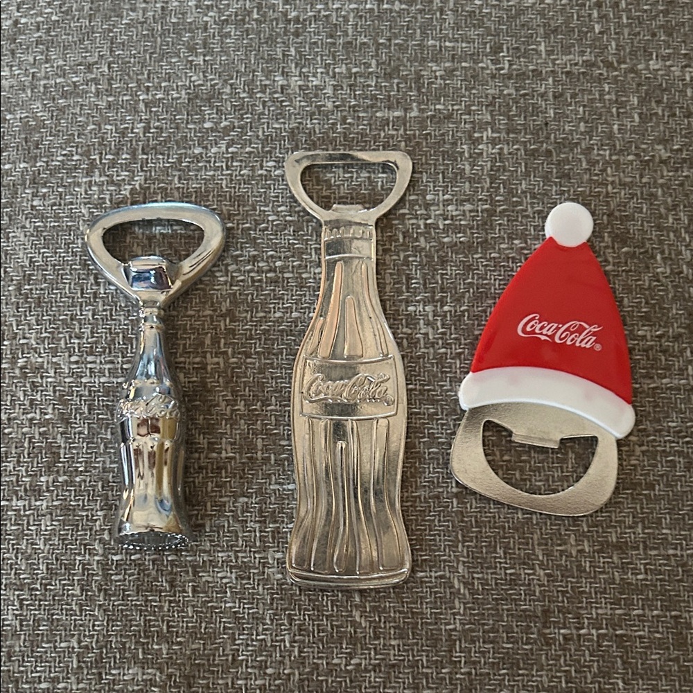 Coca Cola Bottle Opener Trio - Silver and Red
